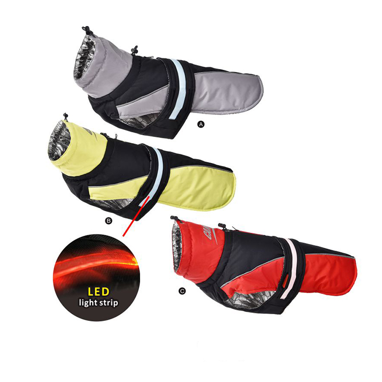 New LED Light Strip Zipper on the Back Dog Jacket, Heatreflecting